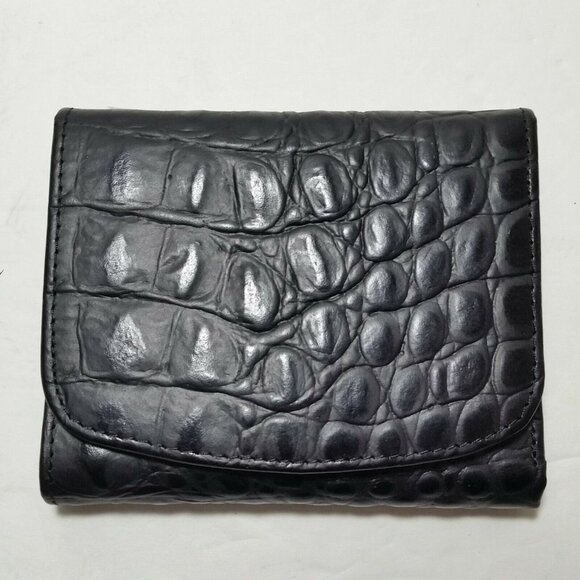 NWOT Tryst leather wallet faux crocodile black - Picture 1 of 6